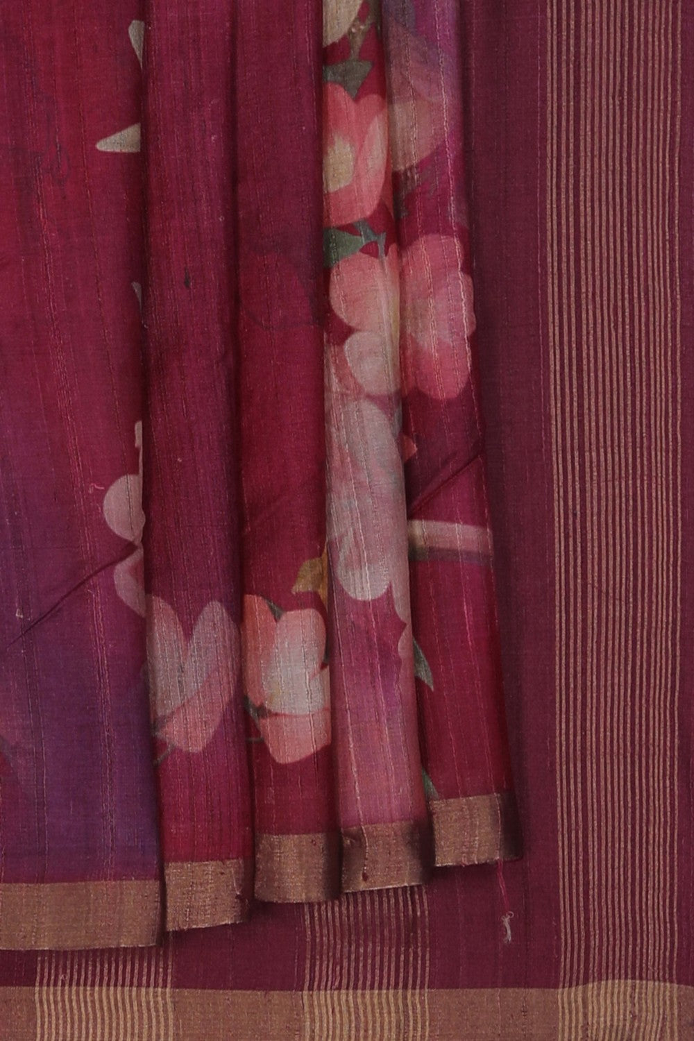 Image of Tussar Silk Wine Purple Saree